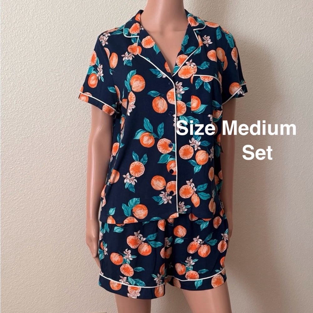 Joypsun Women's Dreamy Soft Collection Notch Collar Top and Shorts Pajama Set, 2
